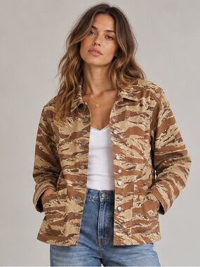 Rachel Comey 100 % Cotton Camouflage Print Utility Jacket With Pockets